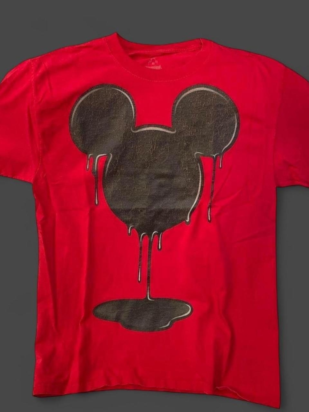 Hanes Red Short-Sleeve Tee with Black Drip Mouse Graphic
